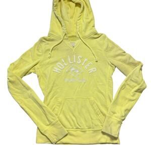 Vintage Y2K Hollister Long Sleeve Pocket Hoodie Pullover Casual Yellow XS